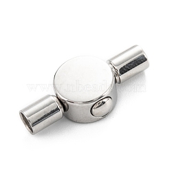 Tarnish Resistant 304 Stainless Steel Bayonet Clasps, Flat Round, Stainless Steel Color, 22x9.5x5mm, Hole: 3mm(STAS-P285-03P)