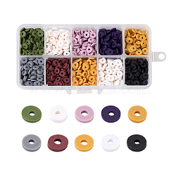 Handmade Polymer Clay Beads, Heishi Beads, for DIY Jewelry Crafts Supplies, Disc/Flat Round, Mixed Color, 6x1mm, Hole: 2mm, 2200~2500pcs/box(CLAY-TA0001-10)