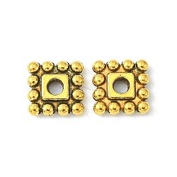 Tibetan Style Spacer Beads, Lead Free & Cadmium Free, Square, Antique Golden, 7x7x2mm, Hole: 2mm(TIBEB-00697-AG-RS)