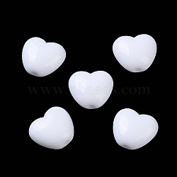 Opaque Acrylic Beads, Heart, White, 9x10x5.5mm, Hole: 1.5mm(MACR-F079-02A)
