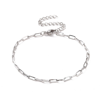 304 Stainless Steel Cable Chain Bracelet for Men Women, Stainless Steel Color, 6-7/8 inch(17.4cm)
