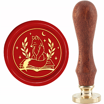 Brass Wax Seal Stamp with Handle, for DIY Scrapbooking, Fox Pattern, 3.5x1.18 inch(8.9x3cm)