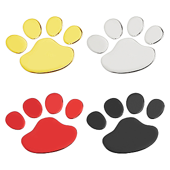 8 Sheets 4 Colors Cute PVC Self Adhesive Car Stickers, Waterproof 3D Paw Print Car Decorative Decals for Vehicle Decoration, Mixed Color, 69x150x0.8mm, Sticker: 60x70mm, 2 sheets/color