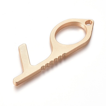 Alloy Door Opener, Portable Non-Contact Sanitary Tools, Anti-Epidemic Tools, Light Gold, 85x27x5mm, Hole: 3.5x5mm and 20x26.5mm