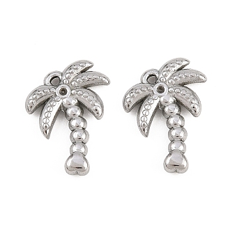 304 Stainless Steel Pendants Rhinestone Settings, Coconut Tree Shape Charms, Stainless Steel Color, 16.5x12x3mm, Hole: 1mm, fit for 0.9mm rhinestone