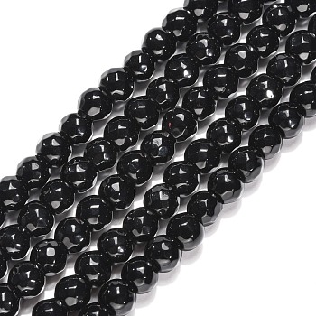 Black Stone Beads Strands, Dyed, Faceted(64 Facets), Round, 6mm, Hole: 1mm, about 61pcs/strand, 15 inch