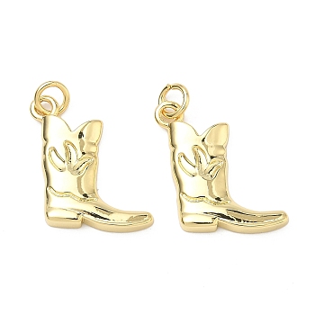 Brass Pendants, Shoes/Boot Charms, Rack Plating, Long-Lasting Plated, Rack Plating, Cadmium Free & Lead Free, Real 18K Gold Plated, 19x15x2.5mm, Jump Ring: 5x1mm, Inner Diameter: 3mm.