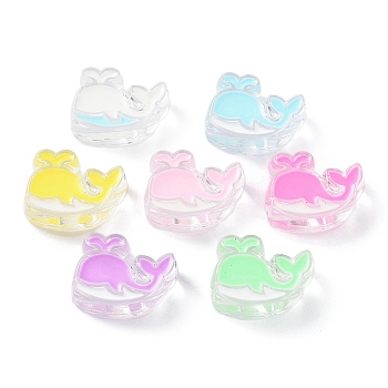 Transparent Acrylic Beads, with Enamel, Dolphin, Mixed Color, 20x27x9mm, Hole: 3.6mm