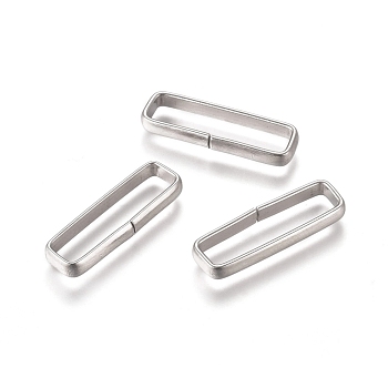 201 Stainless Steel Quick Link Connectors, Linking Rings, Closed but Unsoldered, Rectangle, Stainless Steel Color, 20.5x6.5x2.5mm, Inner Diameter: 4.5x18.5mm