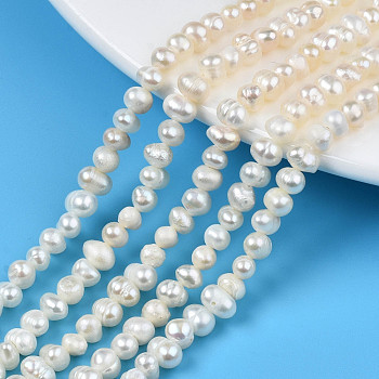 Natural Cultured Freshwater Pearl Beads Strands, Potato, Seashell Color, 3.5~5x4.5~6x4~5mm, Hole: 0.7mm, about 70~76pcs/strand, 13.70 inch~13.98 inch(34.8cm~35.5cm)