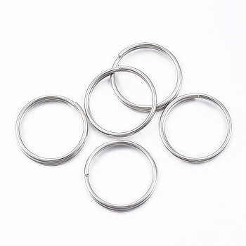 304 Stainless Steel Split Rings, Double Loops Jump Rings, Stainless Steel Color, 18x2.5mm, about 15mm inner diameter, Single Wire: 1.25mm