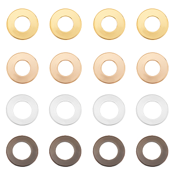 PandaHall Elite Brass Linking Rings, Donut, Mixed Color, 12x1mm, 4 colors, 10pcs/color, 40pcs/box