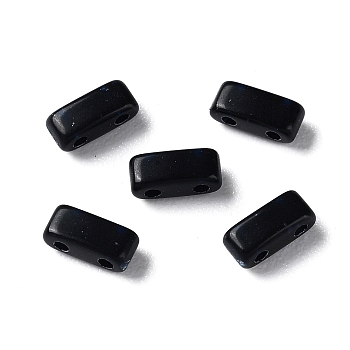 Opaque Acrylic Slide Charms, Rectangle, Black, 2.3x5.2x2mm, Hole: 0.8mm