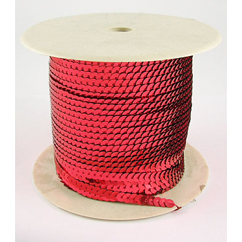 Plastic Paillette/Sequins Chain Rolls, AB Color, Red, 6mm