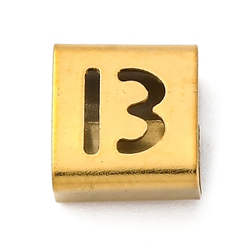 Ion Plating(IP) 304 Stainless Steel Square Slide Charms, Golden, Letter B, 9x8x4mm, Hole: 3.5x8.5mm