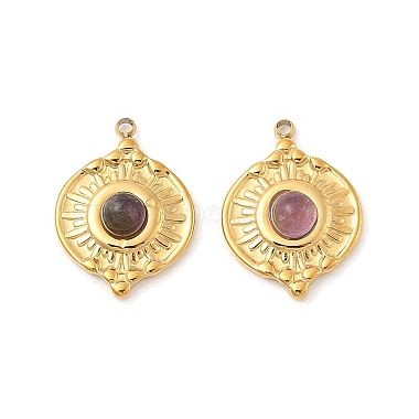 Real 18K Gold Plated Flat Round Amethyst Pendants