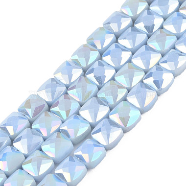 Light Sky Blue Square Glass Beads