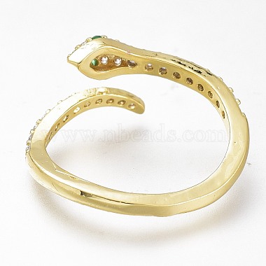 Adjustable Brass Micro Pave Cubic Zirconia Snake Cuff Rings(ZIRC-I049-36)-4