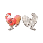 Alloy Enamel Pandants, Lead Free & Cadmium Free, Platinum, Rooster Charm, Red, 23x19.5x2mm, Hole: 1.6mm(ENAM-K067-54P-01)