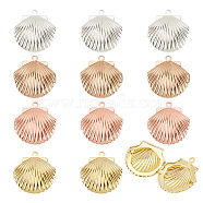 Elite 12Pcs 3 Colors Brass Locket Pendants, Photo Frame Charms for Necklaces, Shell Charm, Mixed Color, 23x22x8.5mm, Hole: 1.6mm, Inner Diameter: 13x15mm, 4pcs/color(KK-PH0005-28)