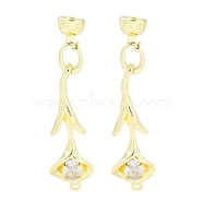 Brass Pave Clear Cubic Zirconia Fold Over Clasps, Calla lily, Real 14K Gold Plated, 50mm(KK-F875-11G)