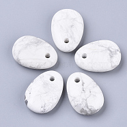 Natural Howlite Pendants, Teardrop, 35x25x10mm, Hole: 4mm(G-S364-008)