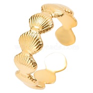 Vintage Titanium Steel Shell Open Cuff Rings for Men and Women, Golden(DB2106-2)