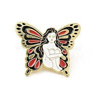 Angel Fairy Butterfly Wing Enamel Pin, Golden Plated Alloy Badge for Backpack Clothes , White, 25x30x1.5mm(JEWB-J005-01A-G)