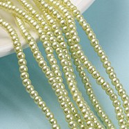 Glass Pearl Beads Strands, Pearlized, Round, Honeydew, 3~4mm, Hole: 1mm, about 190~200200pcs/strand, 25.59 inch(65cm)(HY-3D-B04)