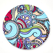 Printed Wooden Big Pendants, Dyed, Flat Round, Colorful, 60x2.5mm, Hole: 1.5mm(X-WOOD-S043-08)