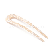 Cellulose Acetate(Resin) Hair Forks, U-shaped, Bisque, 110x28x3mm(OHAR-C005-01B)