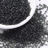 (Repacking Service Available) Glass Seed Beads, Transparent, Round, Goray, 8/0, 3mm, Hole: 1mm, about 12G/bag(SEED-C013-3mm-12)