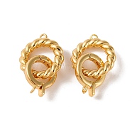 Brass Fold Over Clasps, Twist Rings, Real 18K Gold Plated, 25mm, Hole: 1mm and 1.2mm(KK-U016-06G)