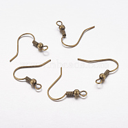 Brass Earring Hooks, Ear Wire, with Horizontal Loop, Antique Bronze, Nickel Free, 17~19x16~18x0.8mm, Hole: 2mm(X-KK-S075-AB-NF)