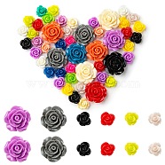 50Pcs Opaque Resin Cabochons, Rose Flower, Mixed Color, 10~20x10~19x6~10mm(CRES-YW0001-22)