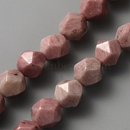 Natural Rhodonite Beads Strands, Faceted, Polygon, 10x10x10mm, Hole: 1.2mm, about 36pcs/strand, 14.57 inch(37cm)(G-WH0021-42B)