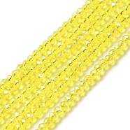 Electroplate Glass Beads Strands, AB Color Plated, Faceted Rondelle, Champagne Yellow, 3x2mm, Hole: 0.5mm, about 165~170pcs/strand, 16.7 inch(EGLA-R048-2mm-22)