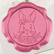 CHGCRAFT 50Pcs Adhesive Wax Seal Stickers, Envelope Seal Decoration, For Craft Scrapbook DIY Gift, Pale Violet Red, Rabbit, 30mm(DIY-CA0006-16F)