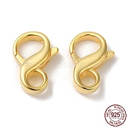 925 Sterling Silver Lobster Claw Clasps, with 925 Stamp, Real 18K Gold Plated, 14x9.5x4mm, Hole: 3mm(STER-D006-13G)