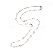 Stainless Steel Link Necklaces, with Lobster Claw Clasps, Cross, Stainless Steel Color, 22.05 inch(56cm)(NJEW-JN02211)