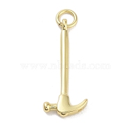 Rack Plating Brass Pendants, with Jump Rings, Long-Lasting Plated, Lead Free & Cadmium Free, Hammer Charm, Real 18K Gold Plated, 23.5x10x2mm, Hole: 3mm(KK-M293-05G)