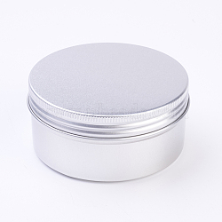 Round Aluminium Tin Cans, Aluminium Jar, Storage Containers for Cosmetic, Candles, Candies, with Screw Top Lid, Platinum, 9.2x4.5cm, Capacity: 200ml(CON-WH0010-02P-200ml)