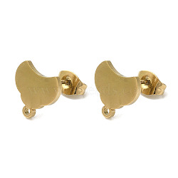 Ion Plating(IP) 304 Stainless Steel Stud Earring Findings, Moon, Golden, 10x10.5mm, Hole: 1.2mm, Pin: 11x0.7mm(STAS-I206-51G)