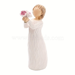 Resin Girl Display Decorations, for Home Deaktop Decoration, Flower, 130mm(PW-WG40539-05)