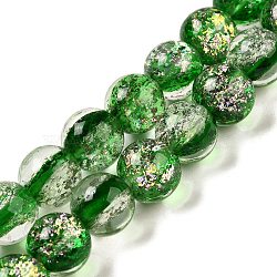 Handmade Dichroic Foil Glass Beads Strands, Rondelle, Lime Green, 12mm, Hole: 1.5mm, about 33pcs/strand, 14.76''(37.5cm)(DICH-U001-10C)