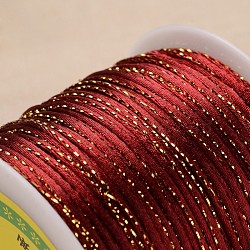 Round Polyester Metallic Cord, Dark Red, 2mm, 100meter/roll(OCOR-L021-02)