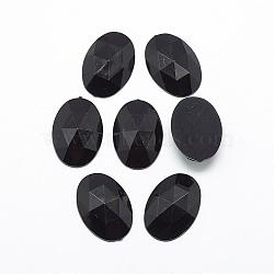 Acrylic Rhinestone Flat Back Cabochons, Faceted, Bottom Silver Plated, Oval, Black, 40x30x7~7.5mm(GACR-Q011-30x40-01)