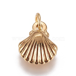 Vacuum Plating 304 Stainless Steel Charms, Shell, Golden, 12.6x10.7x4mm, Hole: 3mm(X-STAS-L222-26G)