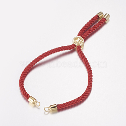 Nylon Twisted Cord Bracelet Making, Slider Bracelet Making, with Brass Findings, Tree of Life, Red, Golden, 8-5/8 inch(220mm), 3mm, Hole: 2mm(MAK-F019-01G)
