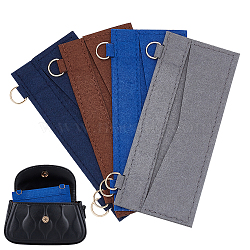 WADORN 4Pcs 4 Colors Wool Felt Bag Organizer Inserts, with Alloy D-Rings, for Envolope Bag Accessories, Rectangle, Mixed Color, 9x17x0.2cm, Hole: 9x14mm, 1pc/color(FIND-WR0007-27B)